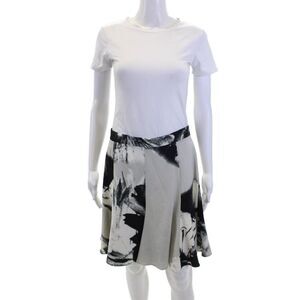 Blue Les Copains Womens Printed Zip Back A-line Skirt Gray Combo Size 40